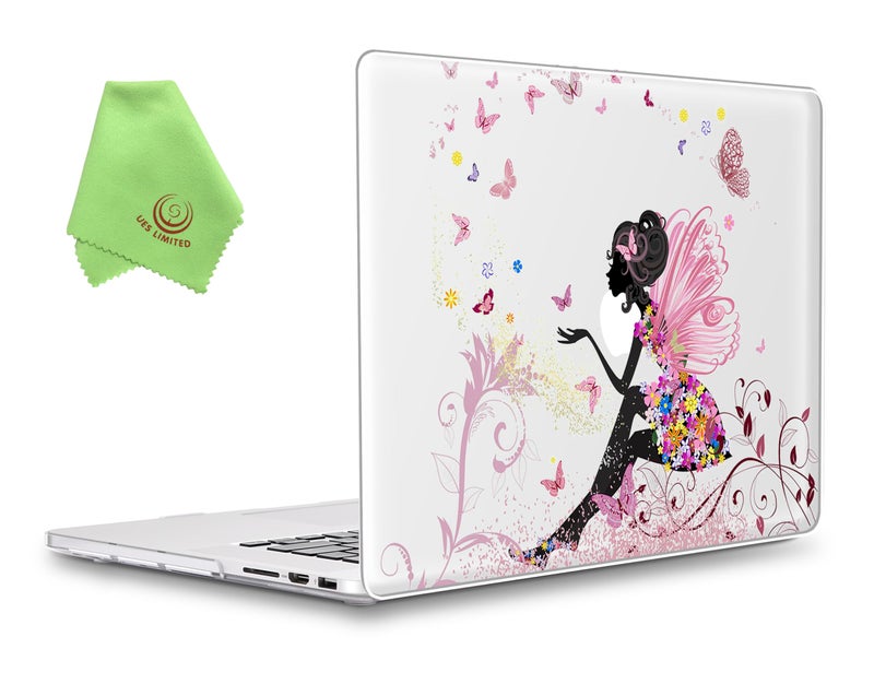 UESWILL Creative Design Smooth Hard Case Cover Compatible with MacBook Pro 15 inch with Retina Display (NO Touch Bar,NO CD-ROM) Model A1398 + Microfibre Cleaning Cloth, Fairy - Image 1